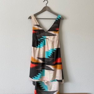 Billabong southwestern print mini dress boho size small elastic waist